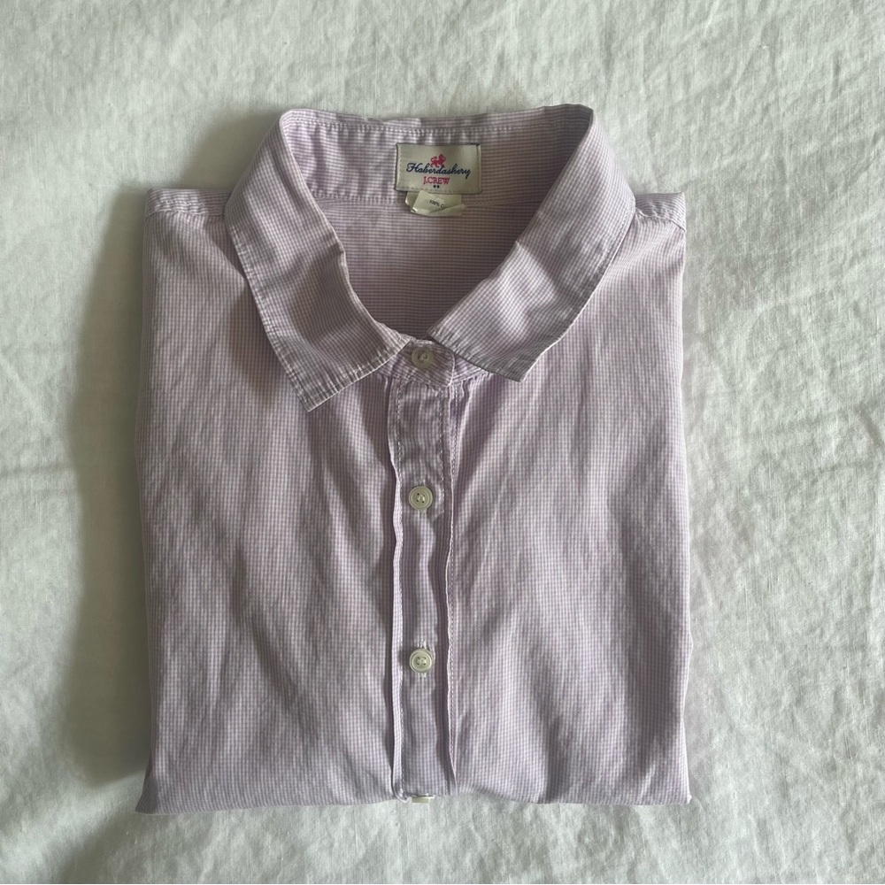 3 for $30 | J. Crew Haberdashery Lavender White Small Check Gingham Button Down